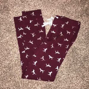 VS Pink Maroon Dog Pajama Joggers